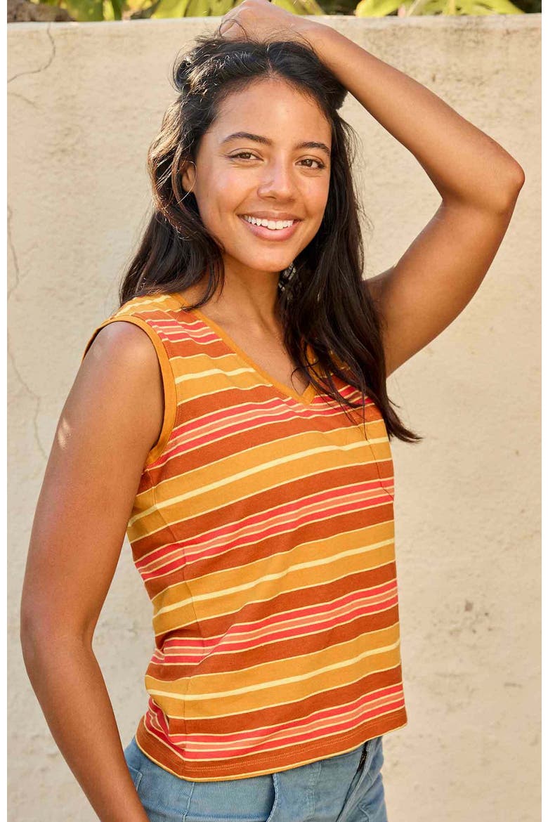 Women's Grom V-Neck Tank, Alternate, color, Sunset Stripe