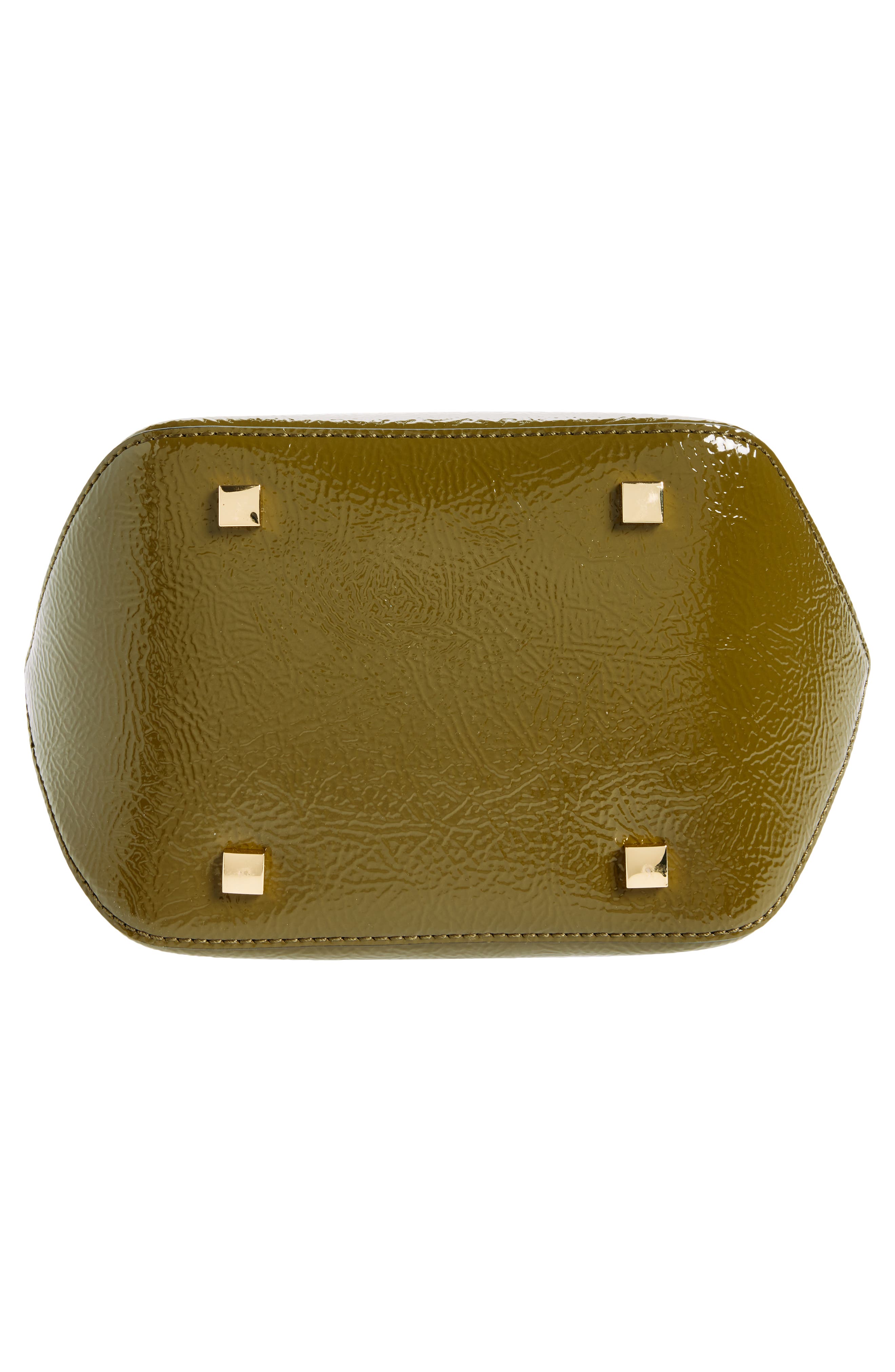 Ganni Bou Patent Crinkle Leather Bucket Bag, Alternate, color, 