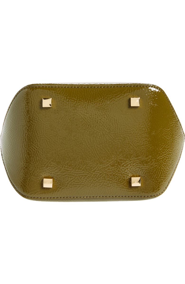 Ganni Bou Patent Crinkle Leather Bucket Bag, Alternate, color,