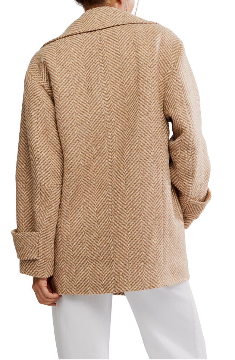 Free People Ari Herringbone Peacoat, Alternate, color, Tan