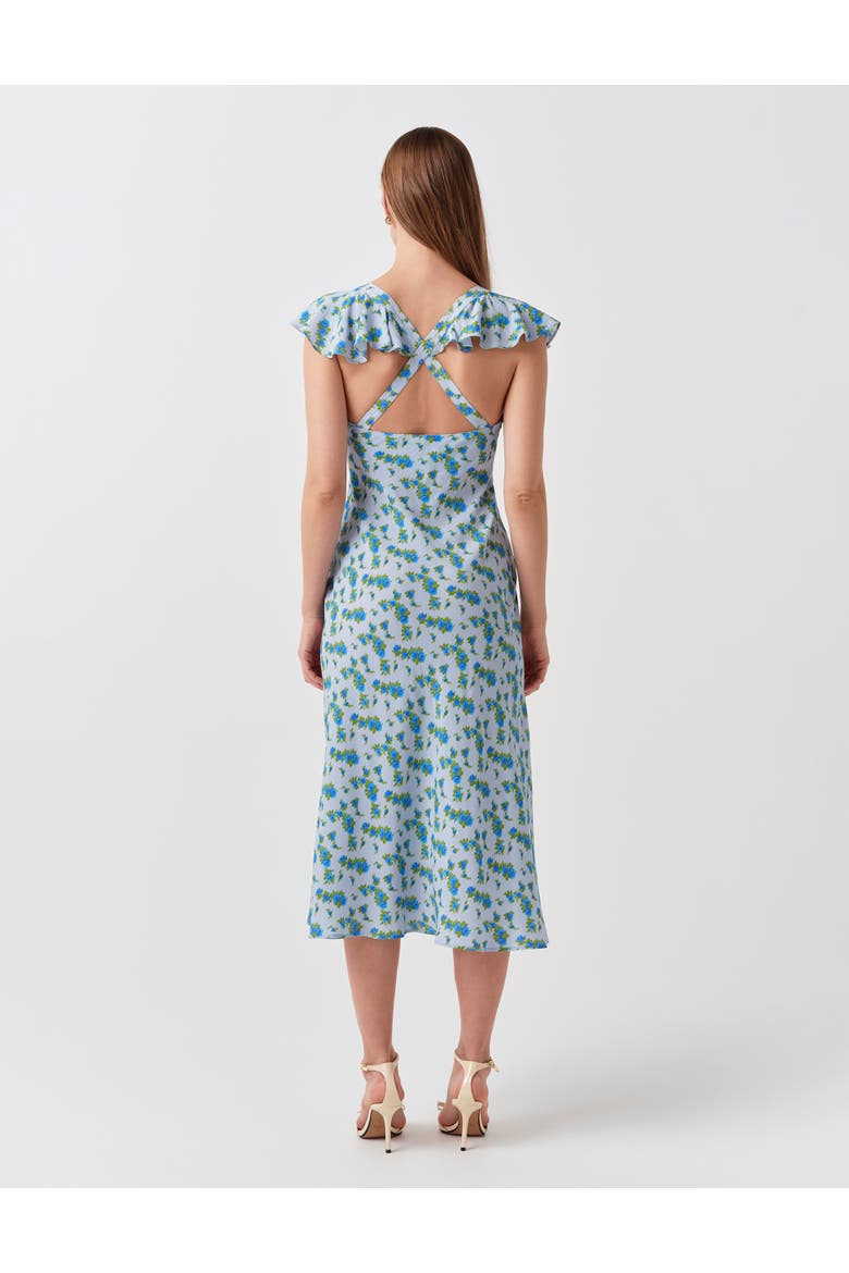 Maya Floral Crepe Midi Dress, Alternate, color, Blue Ditsy Floral