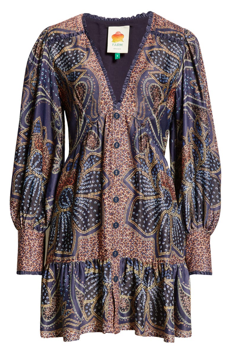 FARM Rio FLORAL GLAM BLUE MINI DRESS, Alternate, color, 