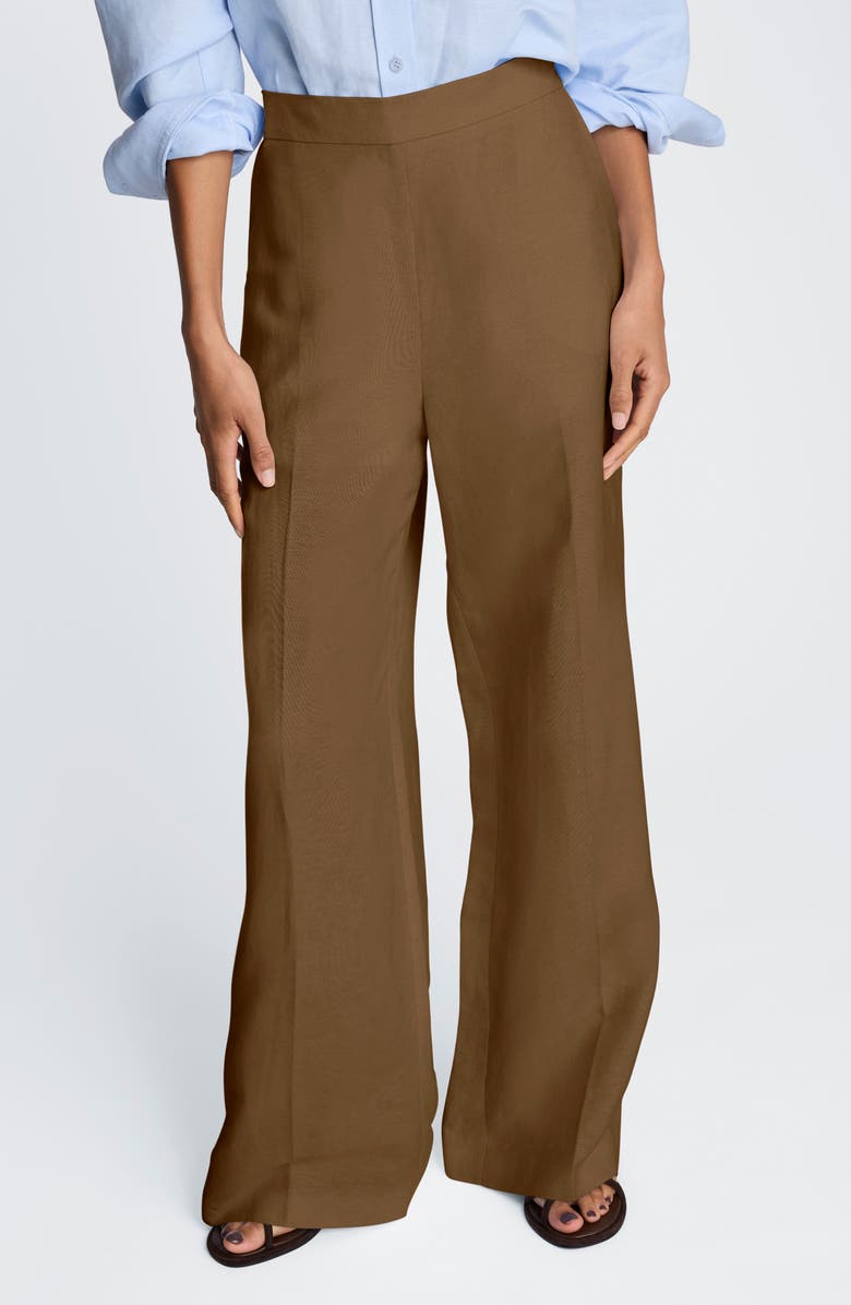 Kenneth Cole Pull-On Linen Blend Straight Leg Pants, Main, color, Mesquite