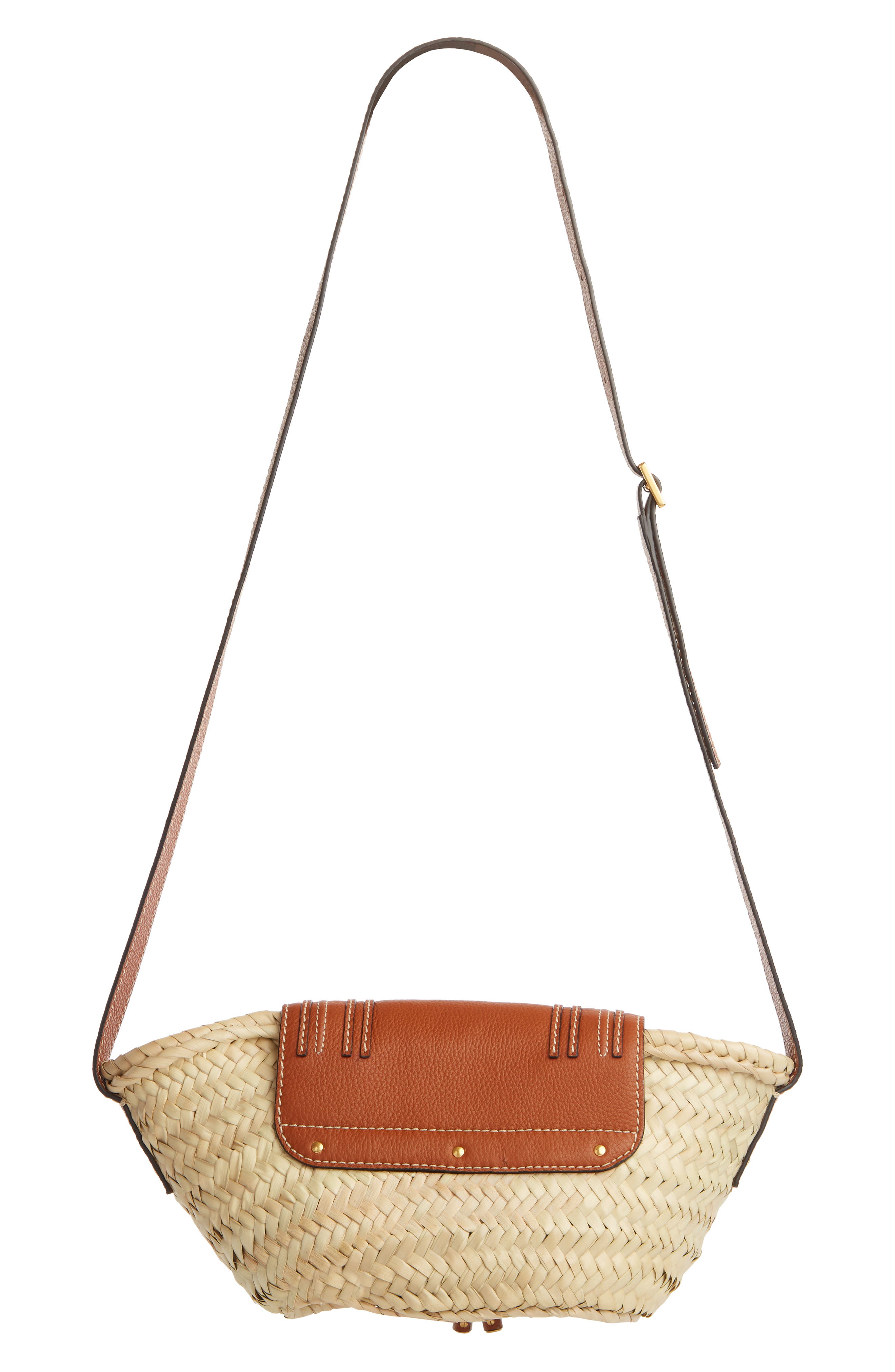 Chloé Small Marcie Leather & Raffia Crossbody Bag, Alternate, color, 