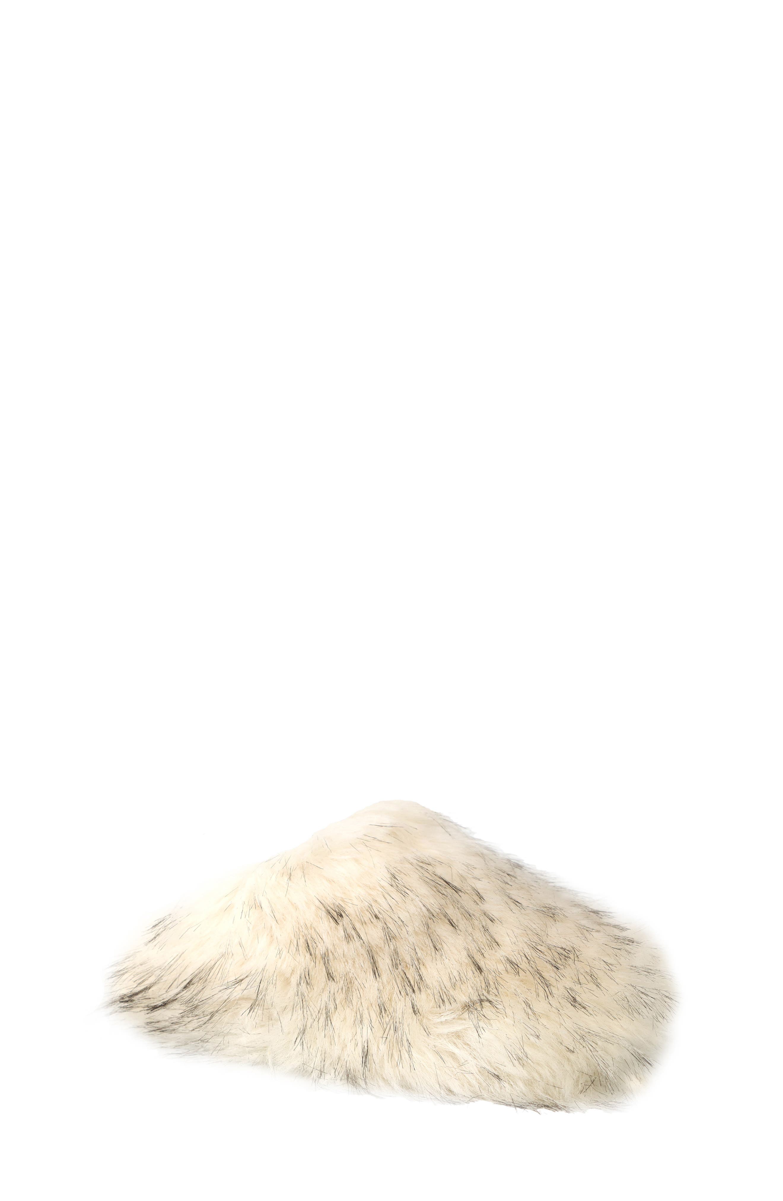 Kids' Lorena Faux Fur Slide, Main, color, CREAM