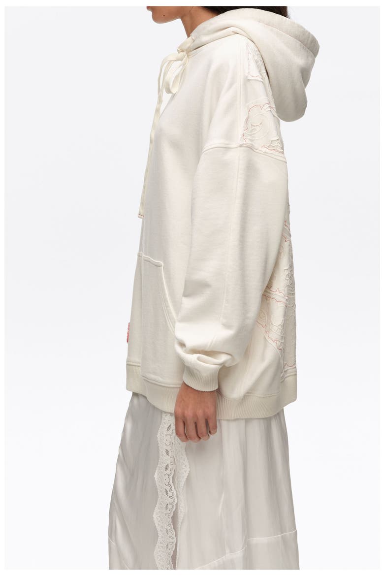 Embroidered Oversize Hoodie, Alternate, color, WHITE