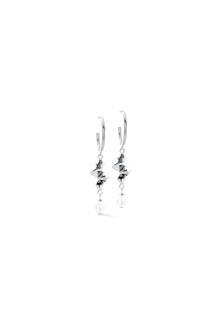 Hoop Earrings Dancing Crystals Fusion, Main, color, Silver