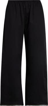 LESET Yoko Lace Hem Crop Cotton Pants