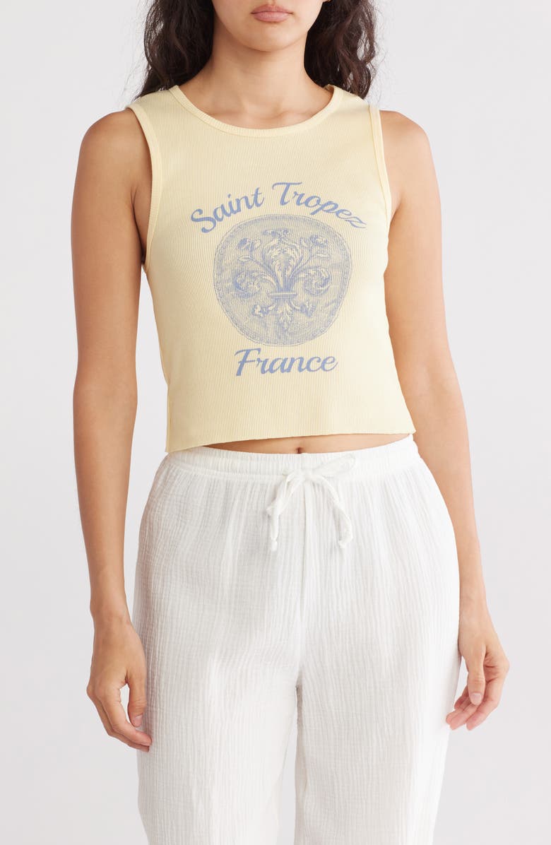 Hi Res Saint Tropez Fleur Graphic Rib Tank, Main, color,
