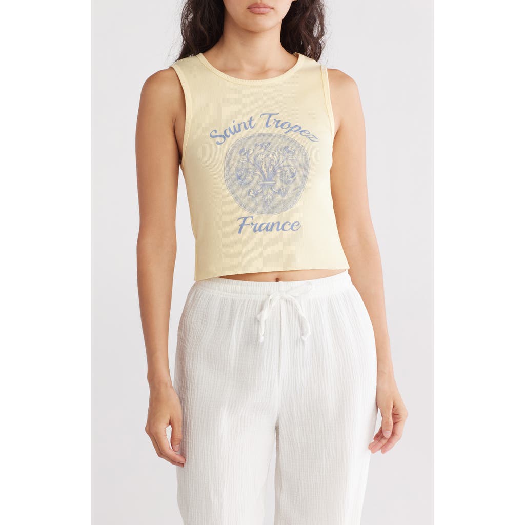 Hi Res Saint Tropez Fleur Graphic Rib Tank In Double Cream