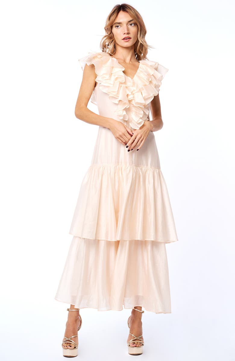 CIEBON Stelanie Flutter Sleeve Tiered Cocktail Dress, Alternate, color, Peach