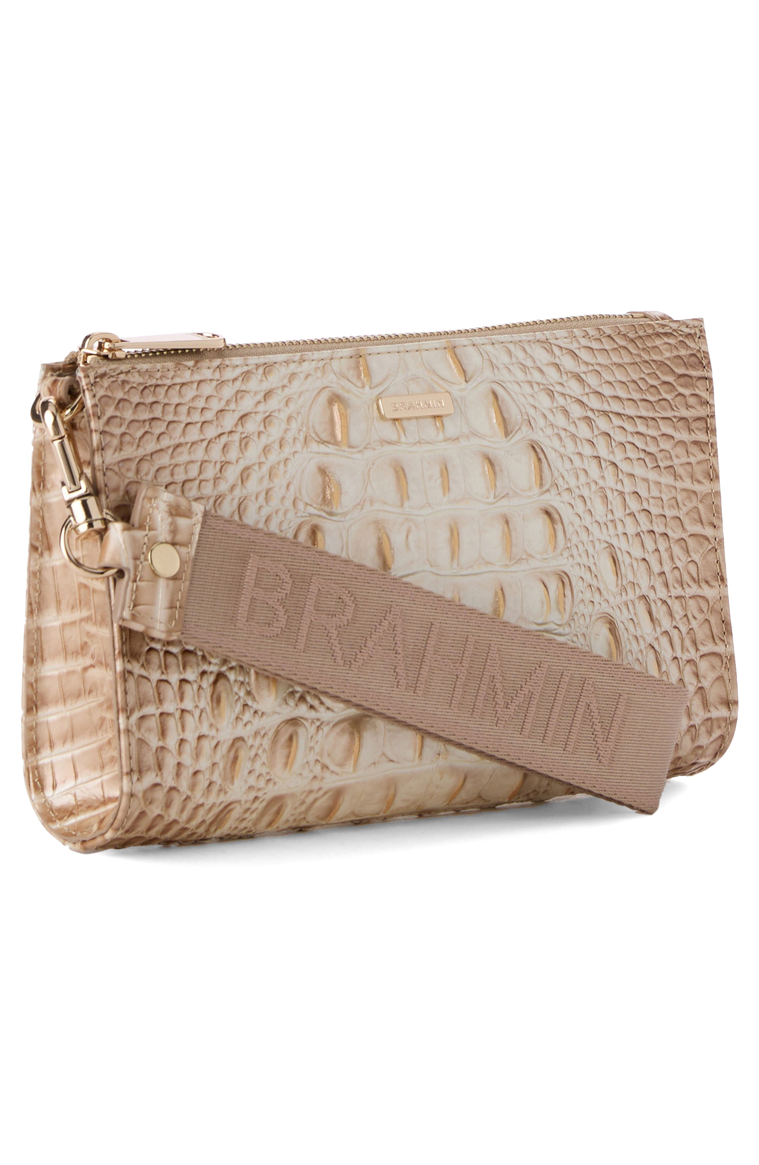 Brahmin Adia Croc Embossed Leather Wristlet, Alternate, color, Contour