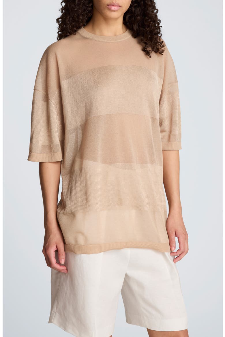 Semisheer Metallic Sweater, Main, color, TIMELESS TAUPE