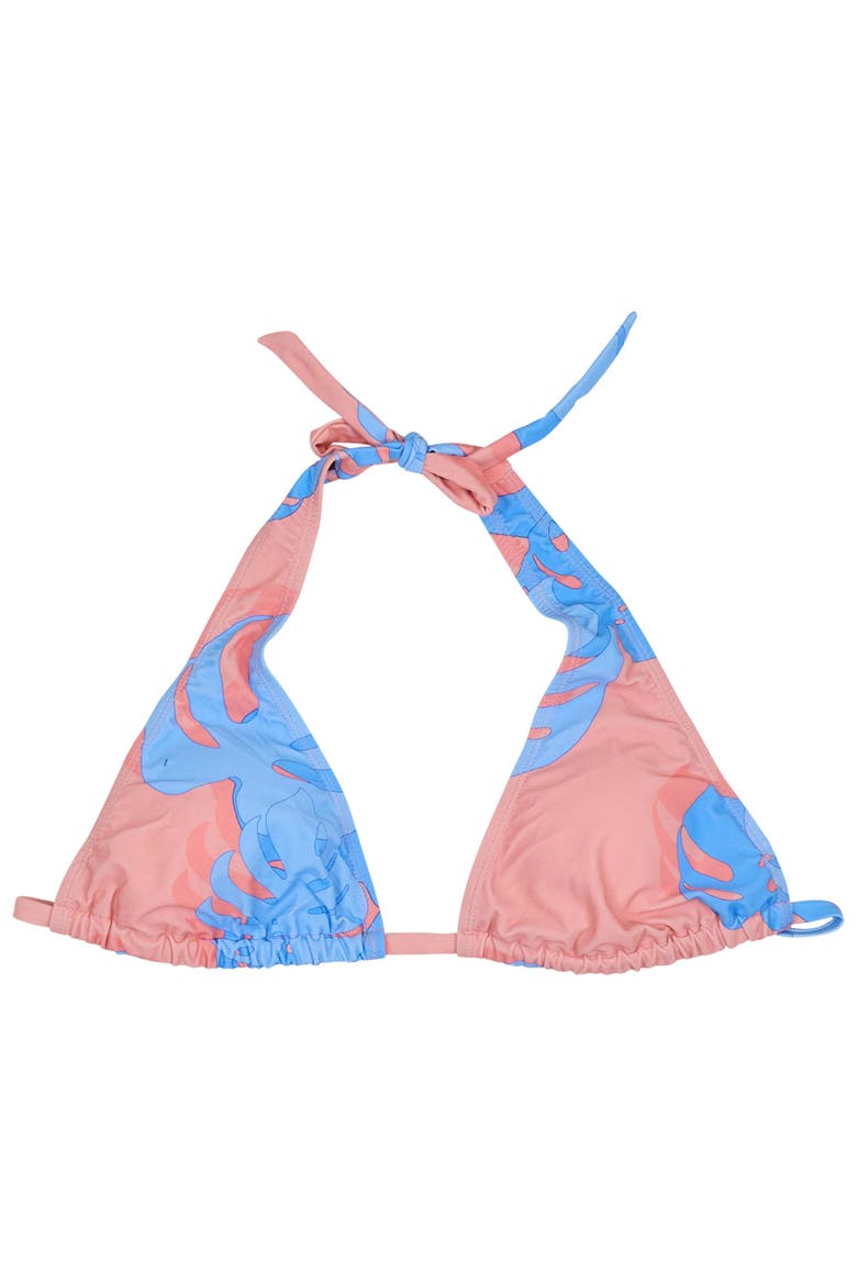 Monstera Floral Womens Bikini Top, Alternate, color, Monstera Floral Coral