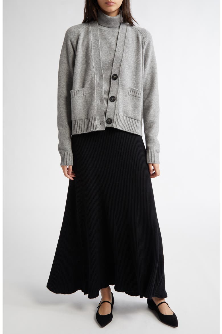 Cashmere Rib A-Line Sweater Skirt, Alternate, color, BLACK