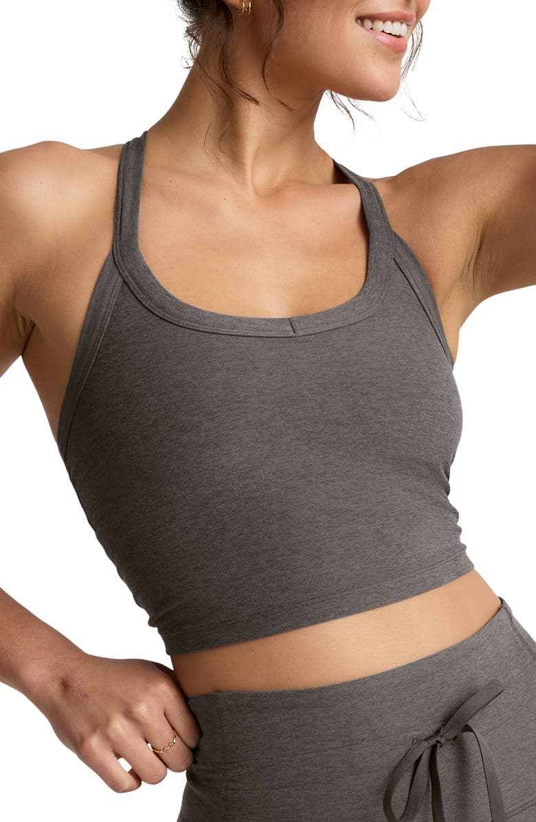 Beyond Yoga Space Dye On the Up Crop Tank, Alternate, color, True Gray Heather