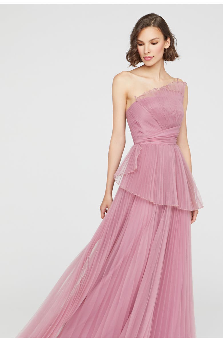 Theia Delphine Pleated Organza Gown, Alternate, color, Dusk