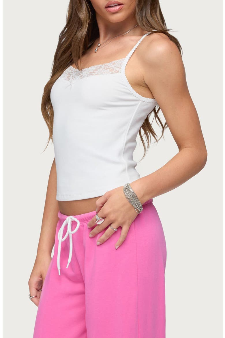 Shish Lace Trim Camisole, Alternate, color, WHITE