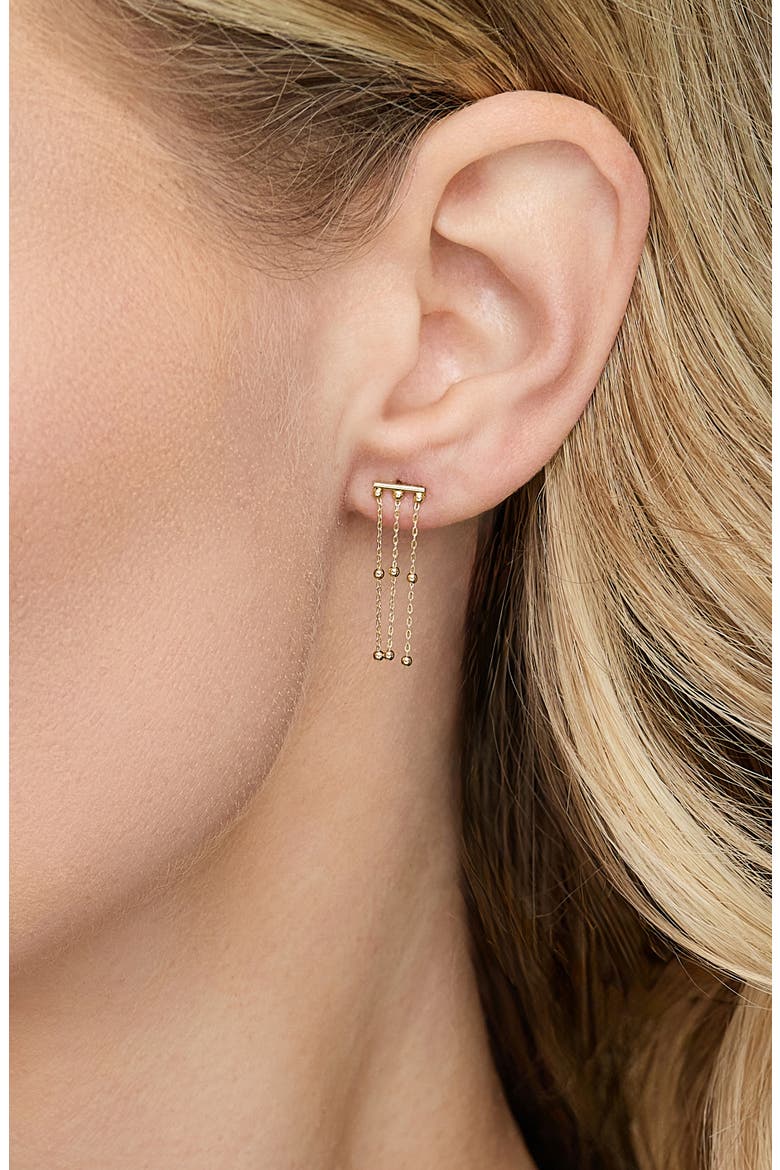 14K Yellow Gold Beaded Chain Drop Earrings, Alternate, color, 14K YELLOW GOLD