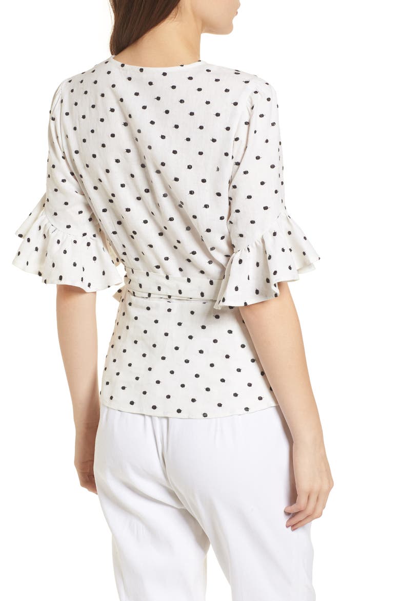 Kaitlyn Wrap Top, Alternate, color, IVORY POLKA DOT