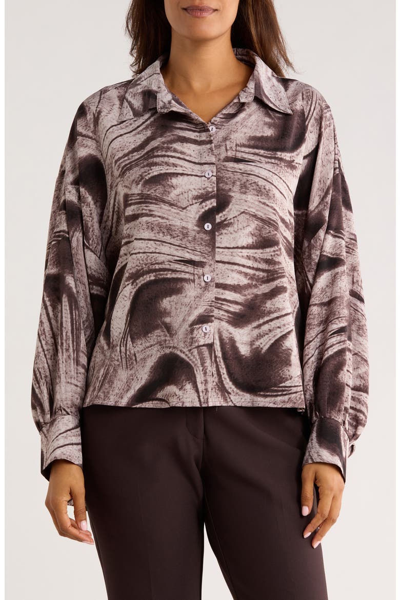Cocoon Button-Up Shirt, Main, color, TAUPE
