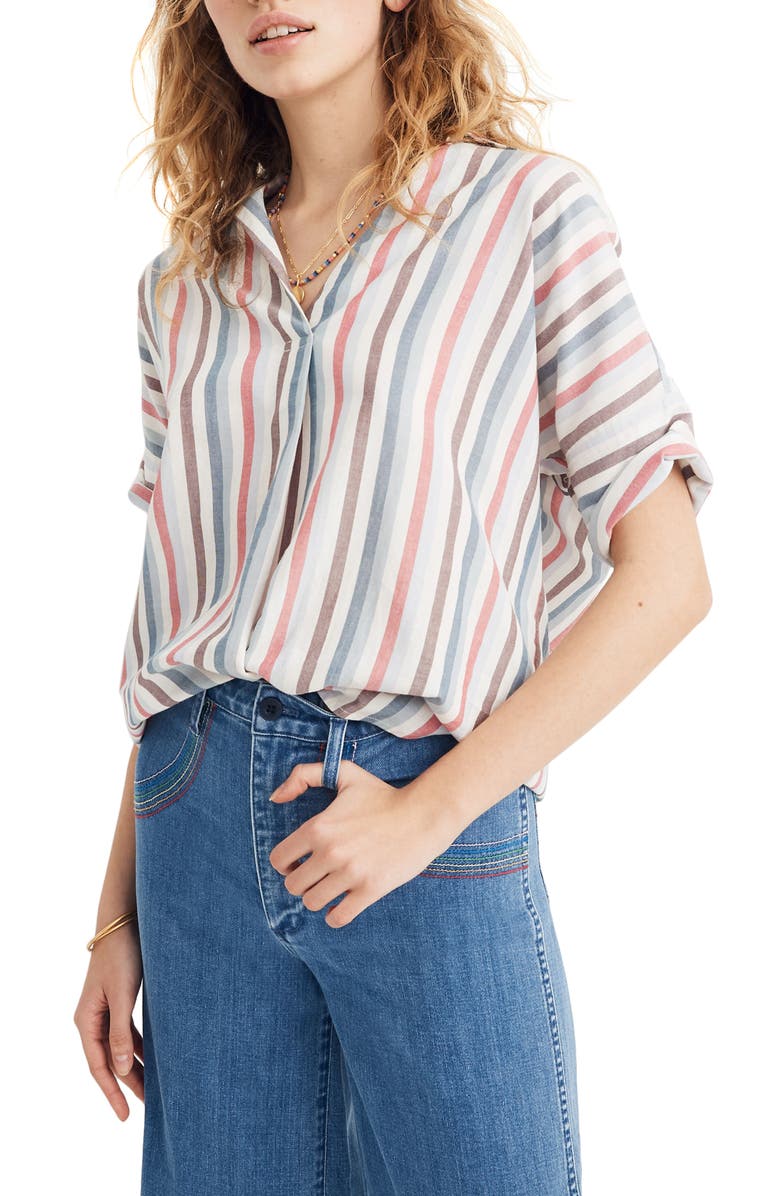 Madewell Courier Pocatello Stripe Button Back Shirt, Main, color,