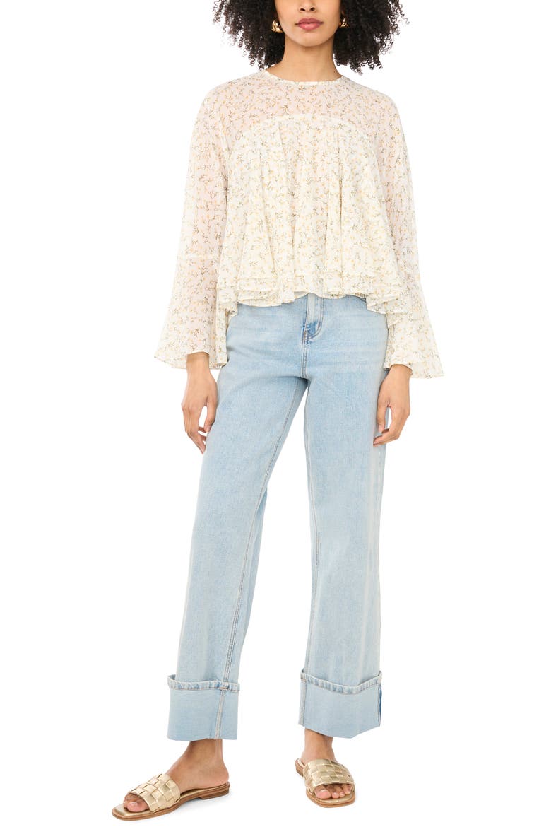 Ruffle Keyhole Back Top, Alternate, color, PASTEL YELLOW