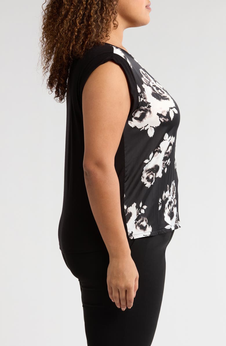 Liverpool Los Angeles Floral Mixed Media Sleeveless Top, Alternate, color, 