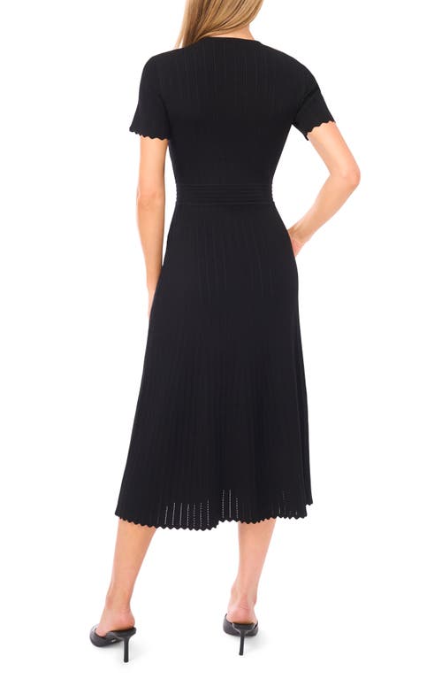 Ted Baker Pointelle Short Sleeve Midi Dress In Black