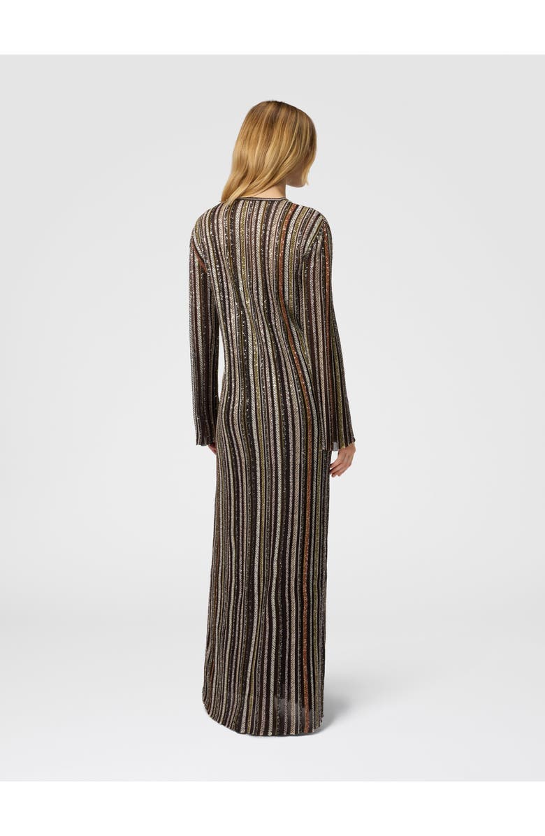 Missoni Long Dress With V-neck And Herringbone Stripe Knit, Alternate, color, Multicoloured