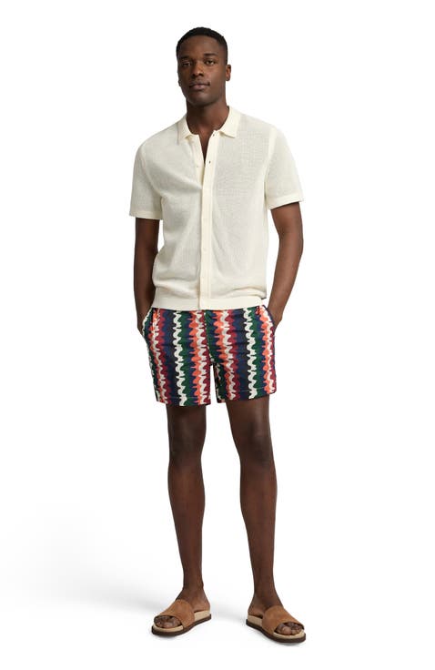 Crochet Knit Button Up Short Sleeve Shirt