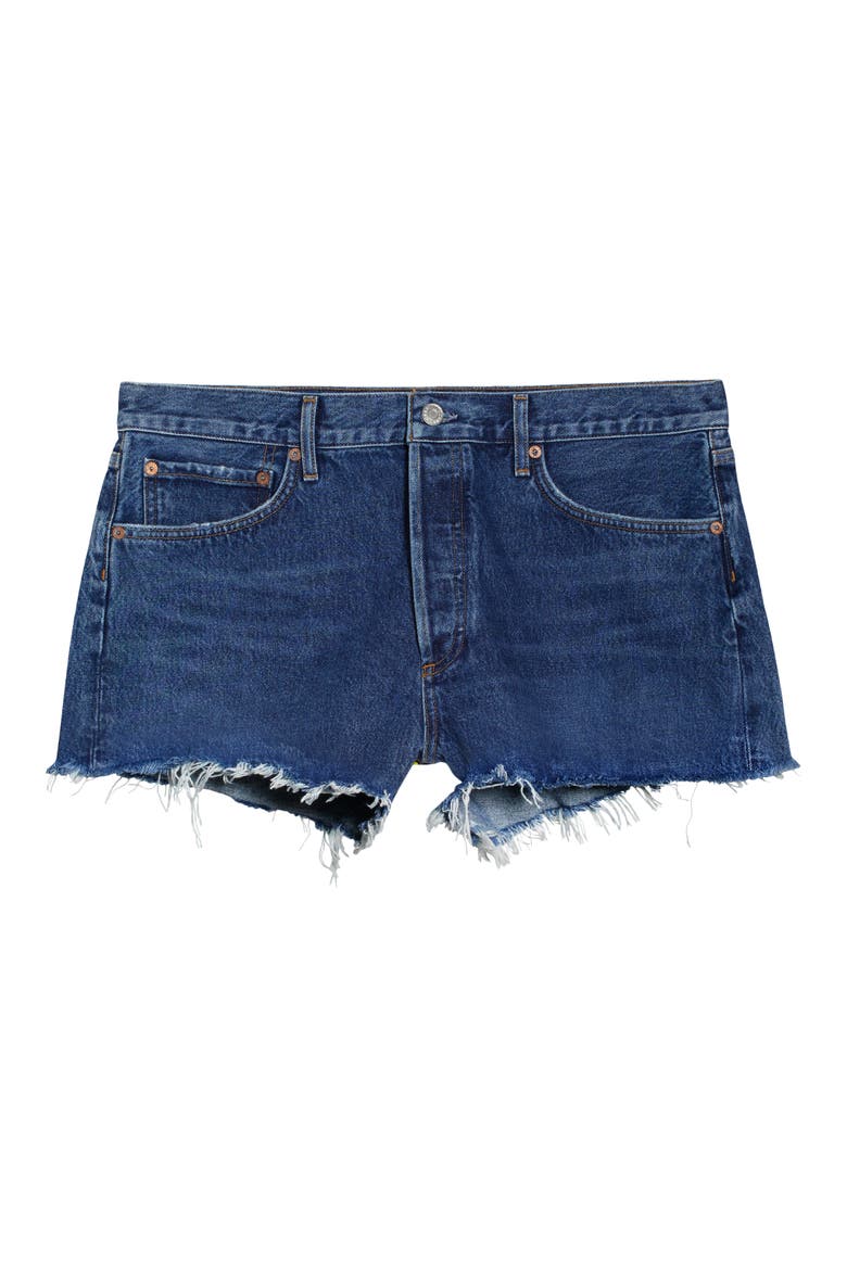 Parker Cutoff High Waist Relaxed Organic Cotton Denim Shorts, Alternate, color, CAUTION