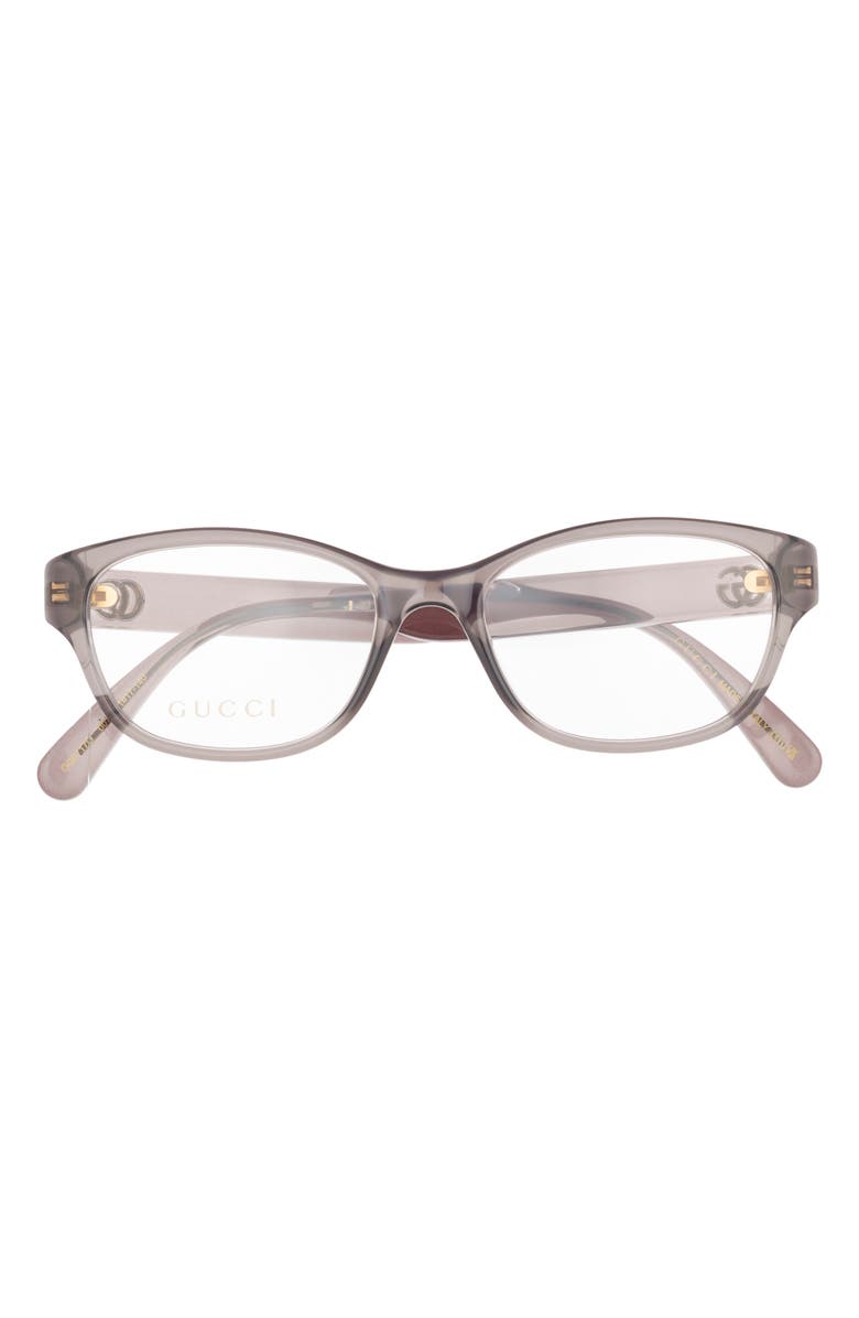 Gucci 51mm Rectangular Optical Glasses, Main, color, Grey Grey Transparent