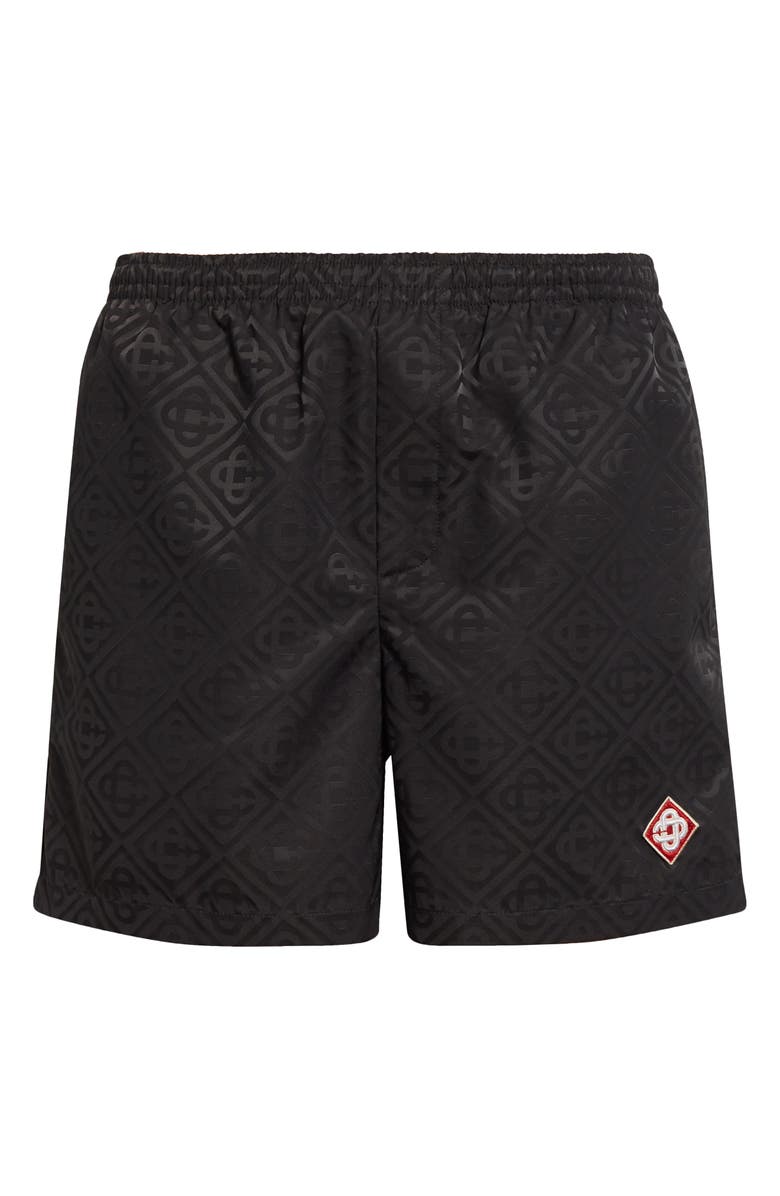 Casablanca Diamond Logo Jacquard Swim Trunks, Alternate, color, Black