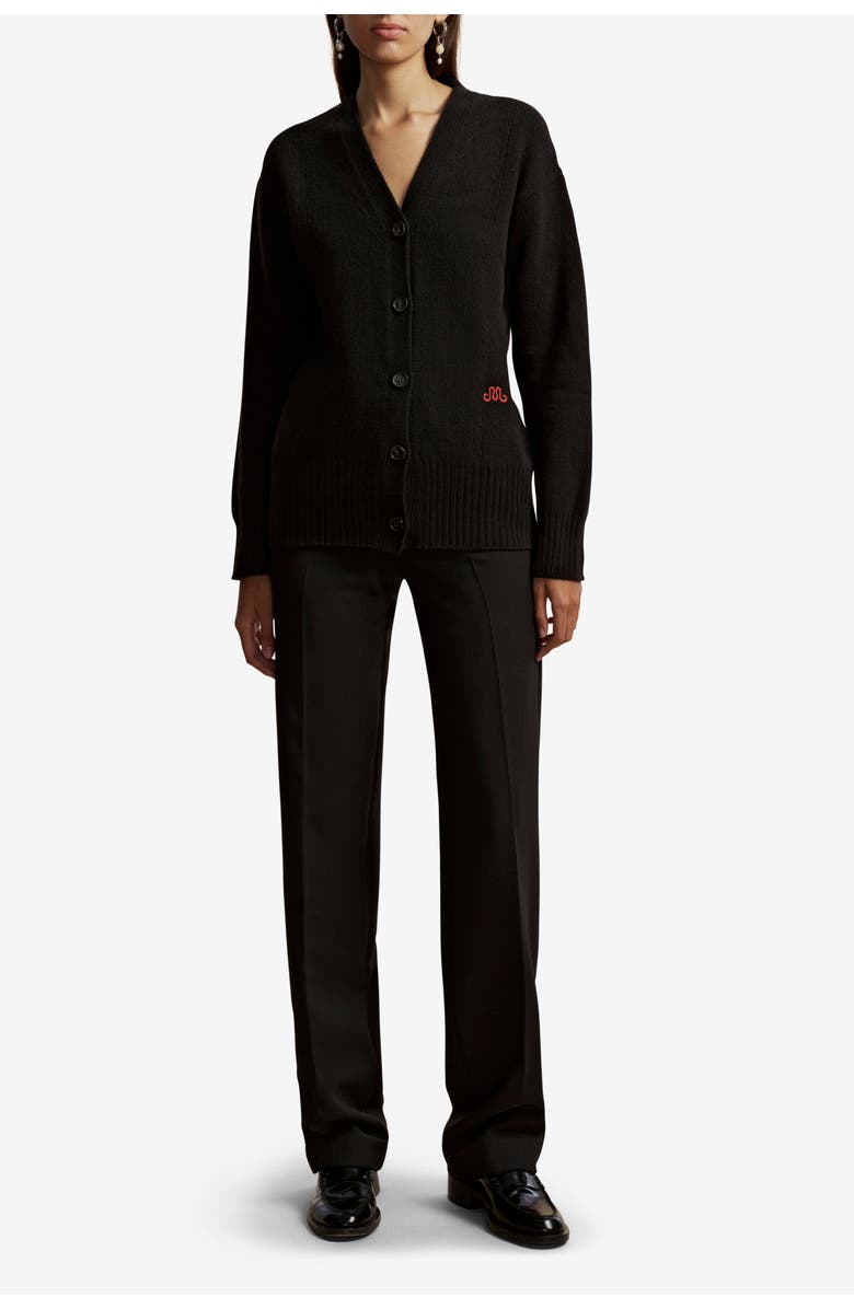 Marina Moscone Waisted Cardigan, Alternate, color, Black