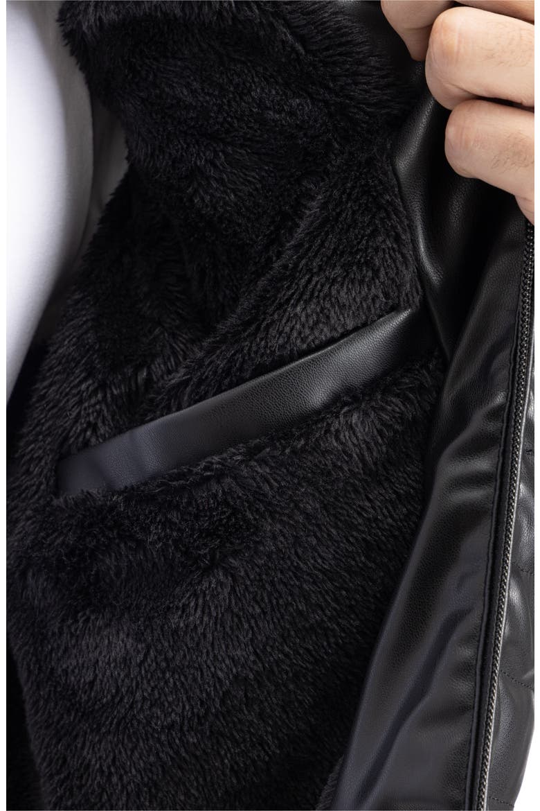 Quilted Faux Leather Jacket, Alternate, color, BLACK