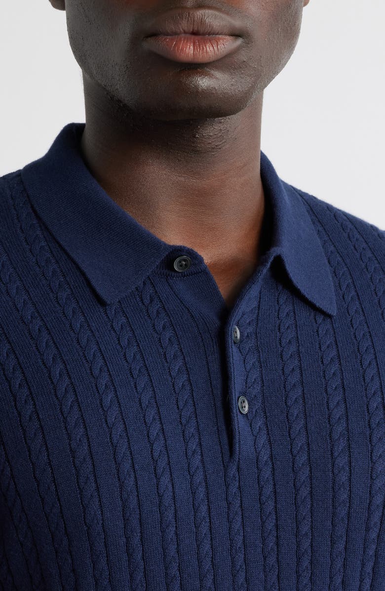 Nordstrom Cabled Cotton 
Cashmere Polo Sweater, Alternate, color, Navy Still