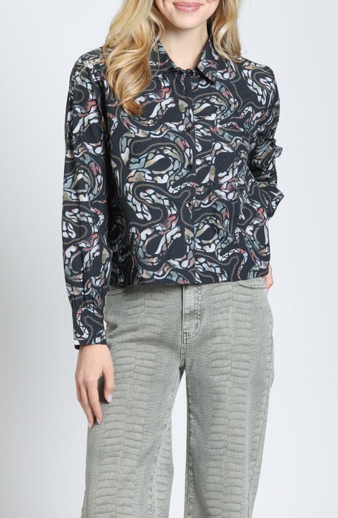 Printed Cropped Cotton Shirt