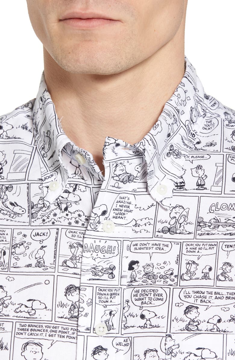 Gitman Peanuts Print Short Sleeve Sport Shirt, Alternate, color, 