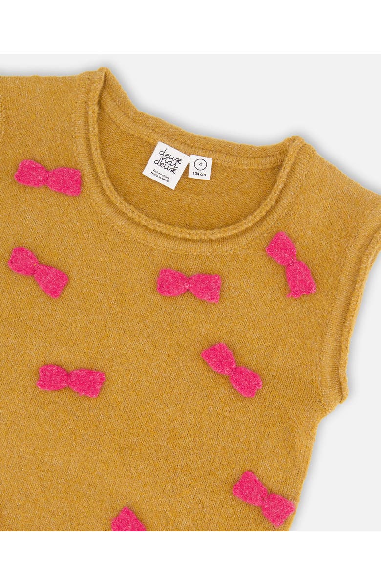 Deux par Deux Girl's Knit Vest With Bows Golden Brown, Alternate, color,