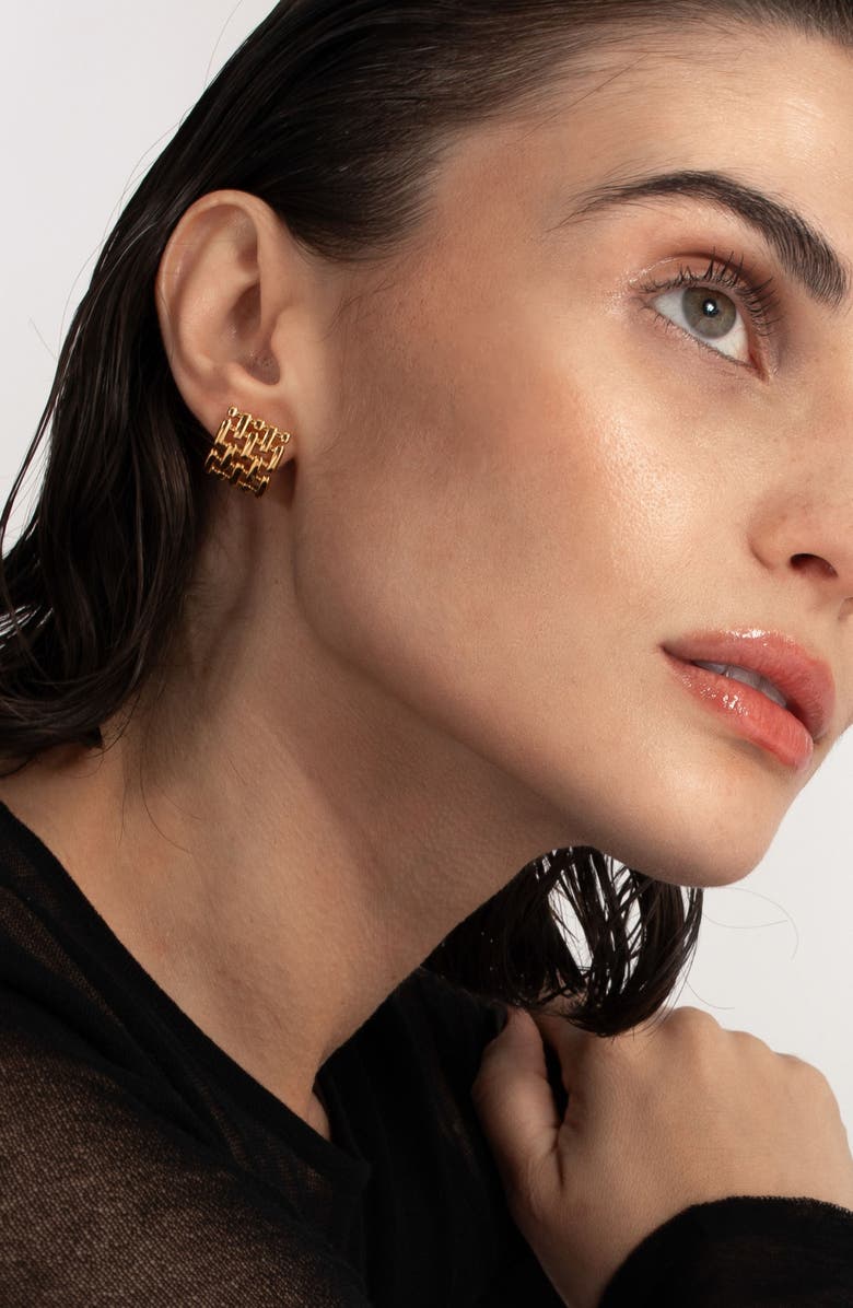 st. Moran Vesper Grid Earrings, Alternate, color, Gold