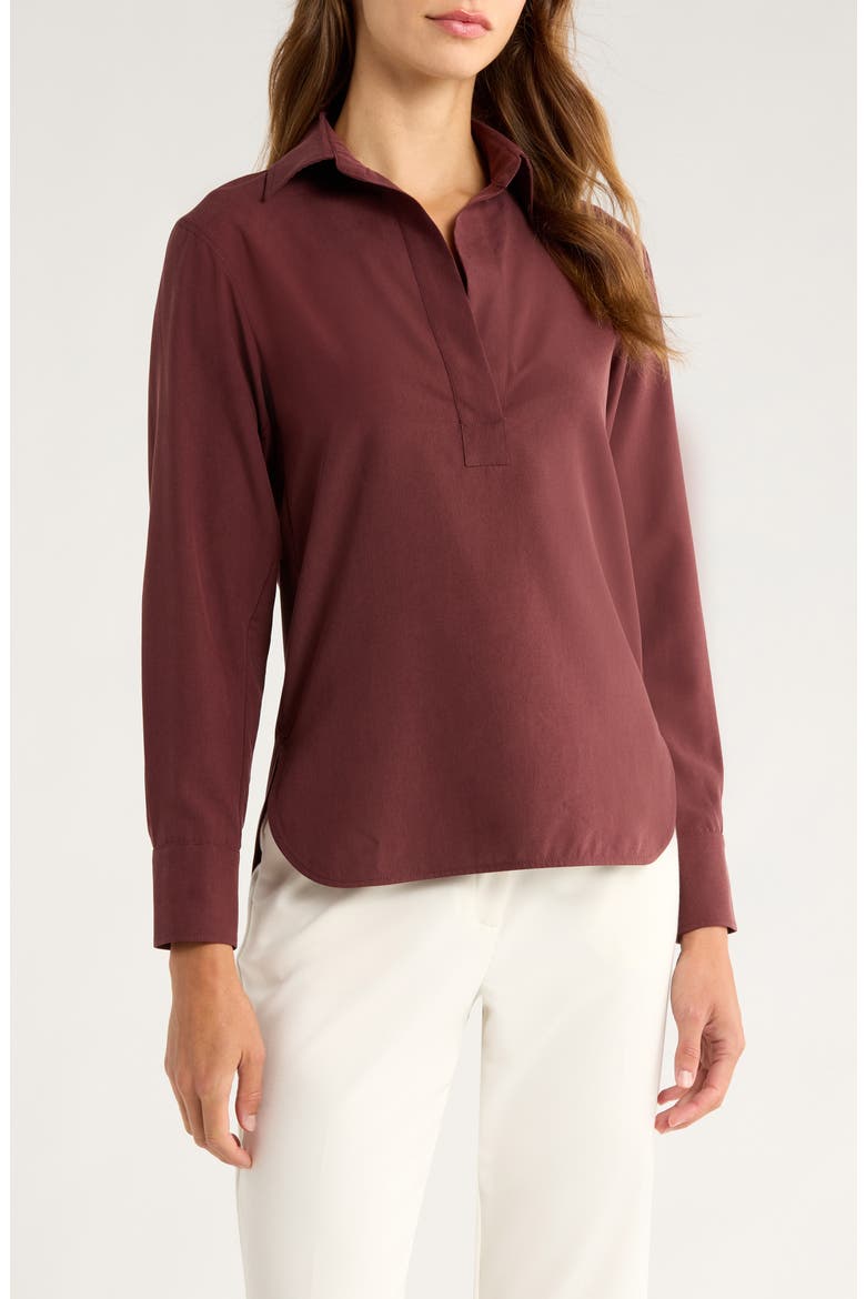 Mirko Silk Crepe Popover Top, Main, color, CHERRY