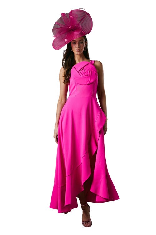 Coast Strappy Crepe Corsage Midi Dress In Pink