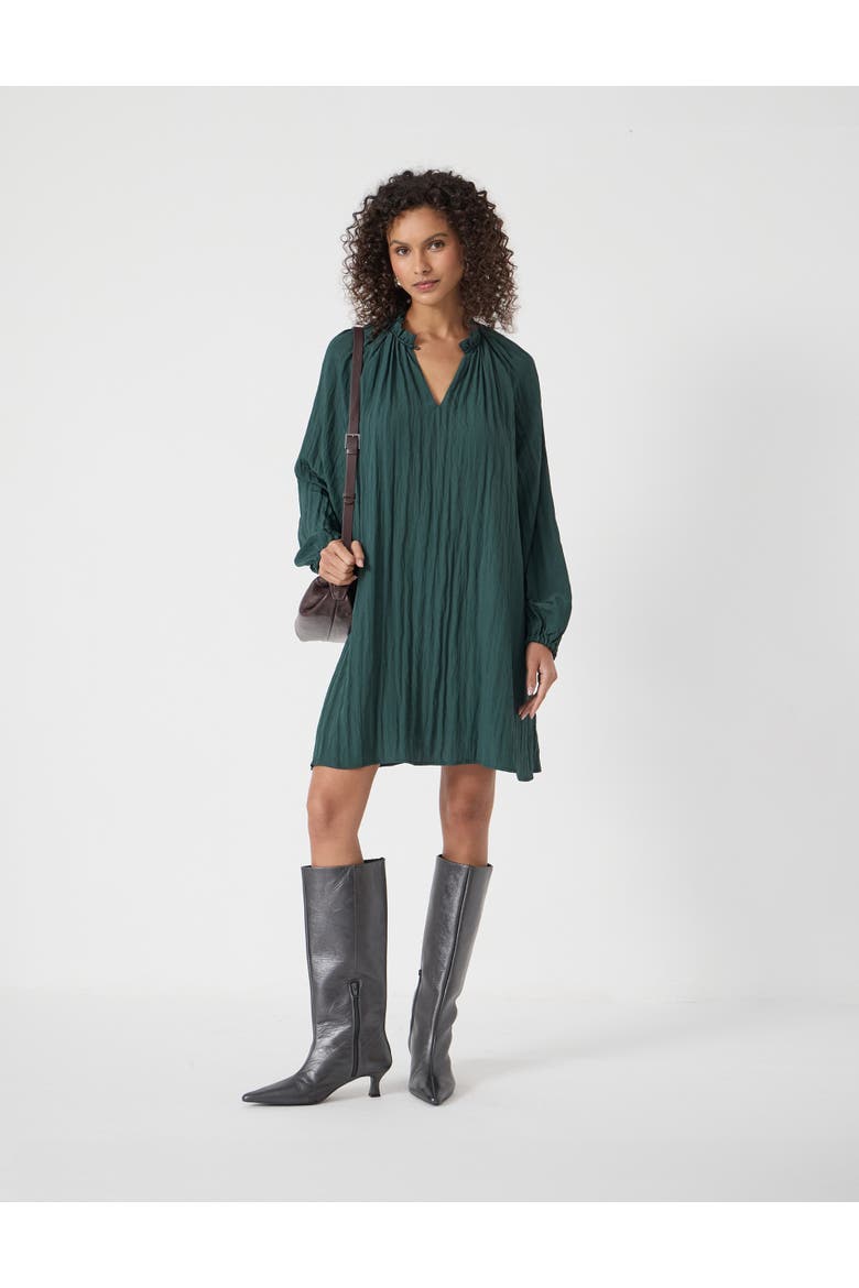 Ruffled Long Sleeve Mini Dress, Main, color, Teal Green