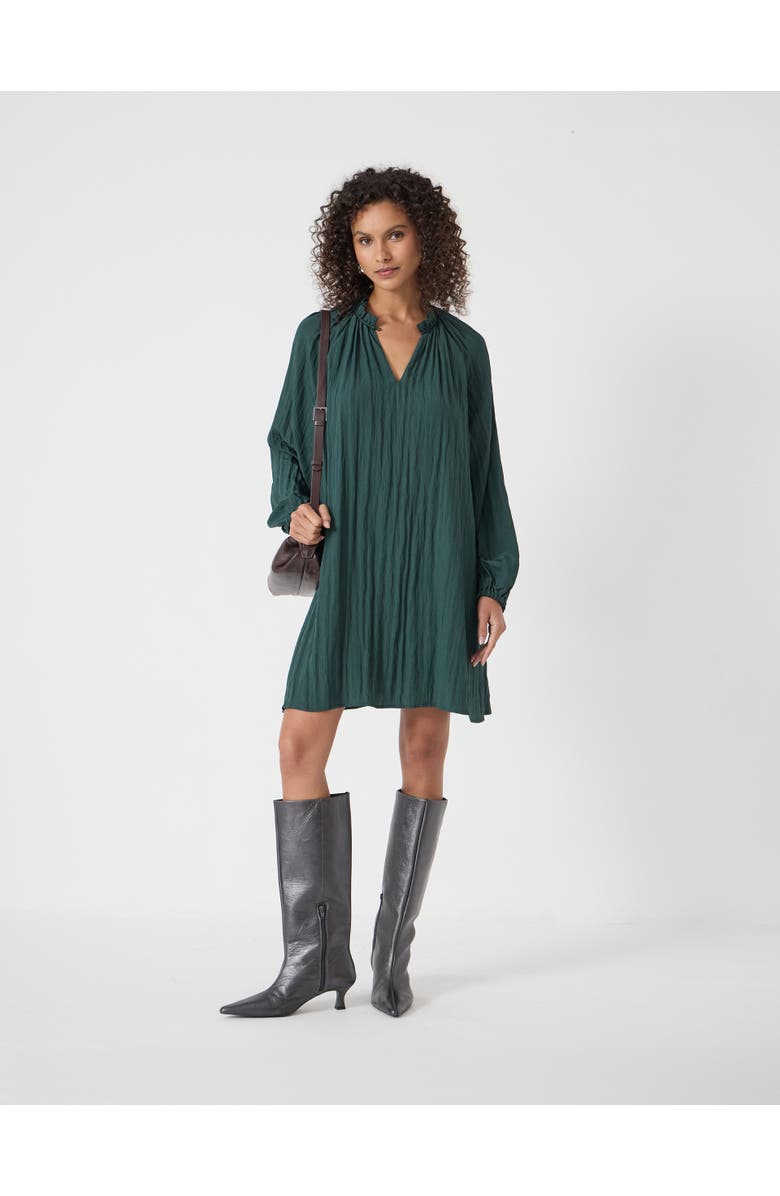 Hush Ruffled Long Sleeve Mini Dress, Main, color, Teal Green