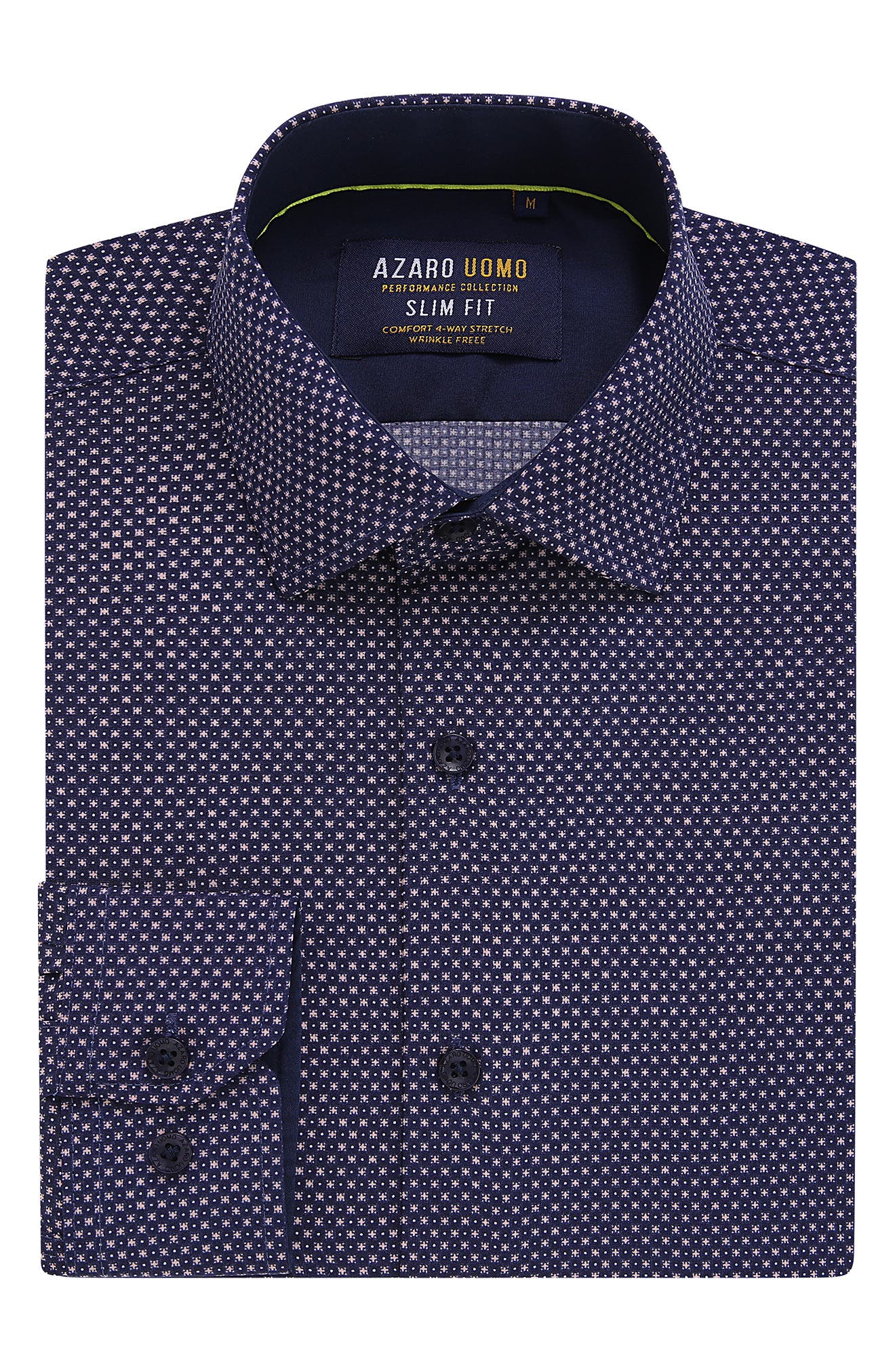 Slim Fit Geometric Print Performance Dress Shirt