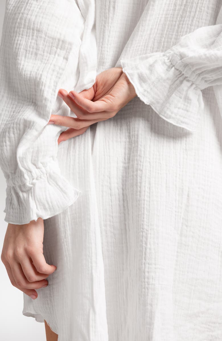 Sunday Citizen Ruffle Long Sleeve Cotton Muslin Chemise, Alternate, color, Off White