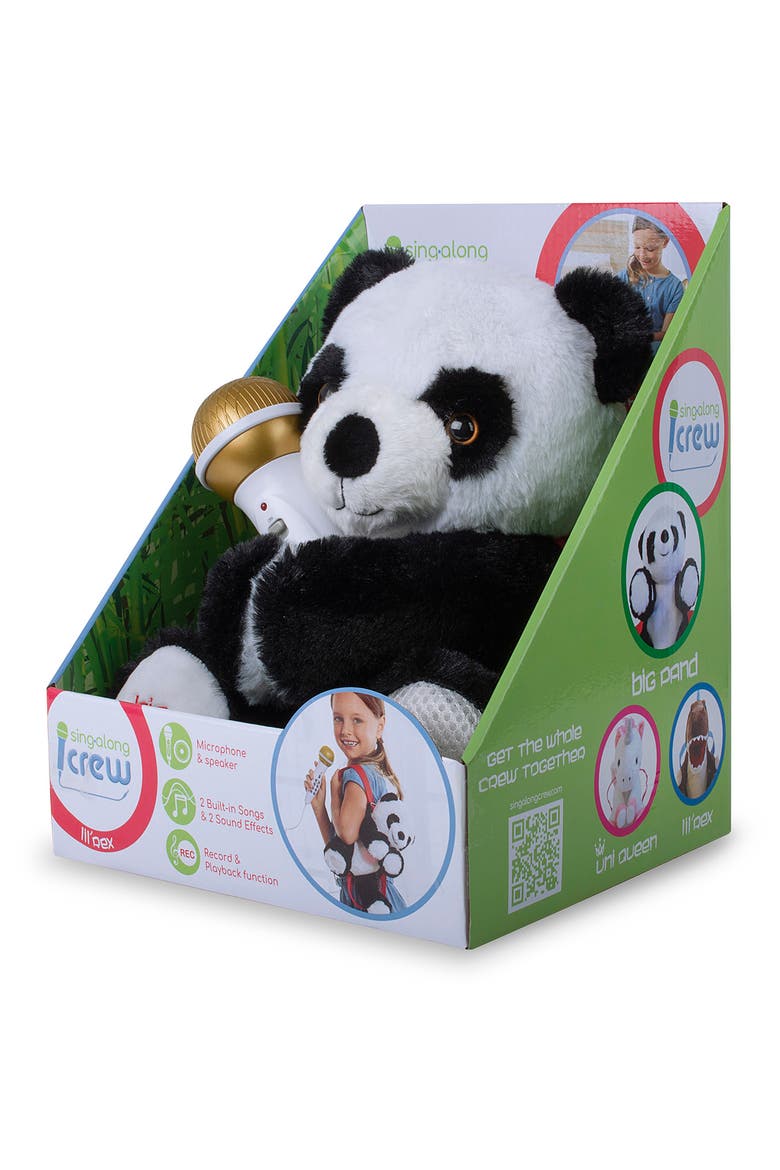Plush Panda Bear Toy with Sing Along Microphone, Alternate, color, BLACK AND PINK