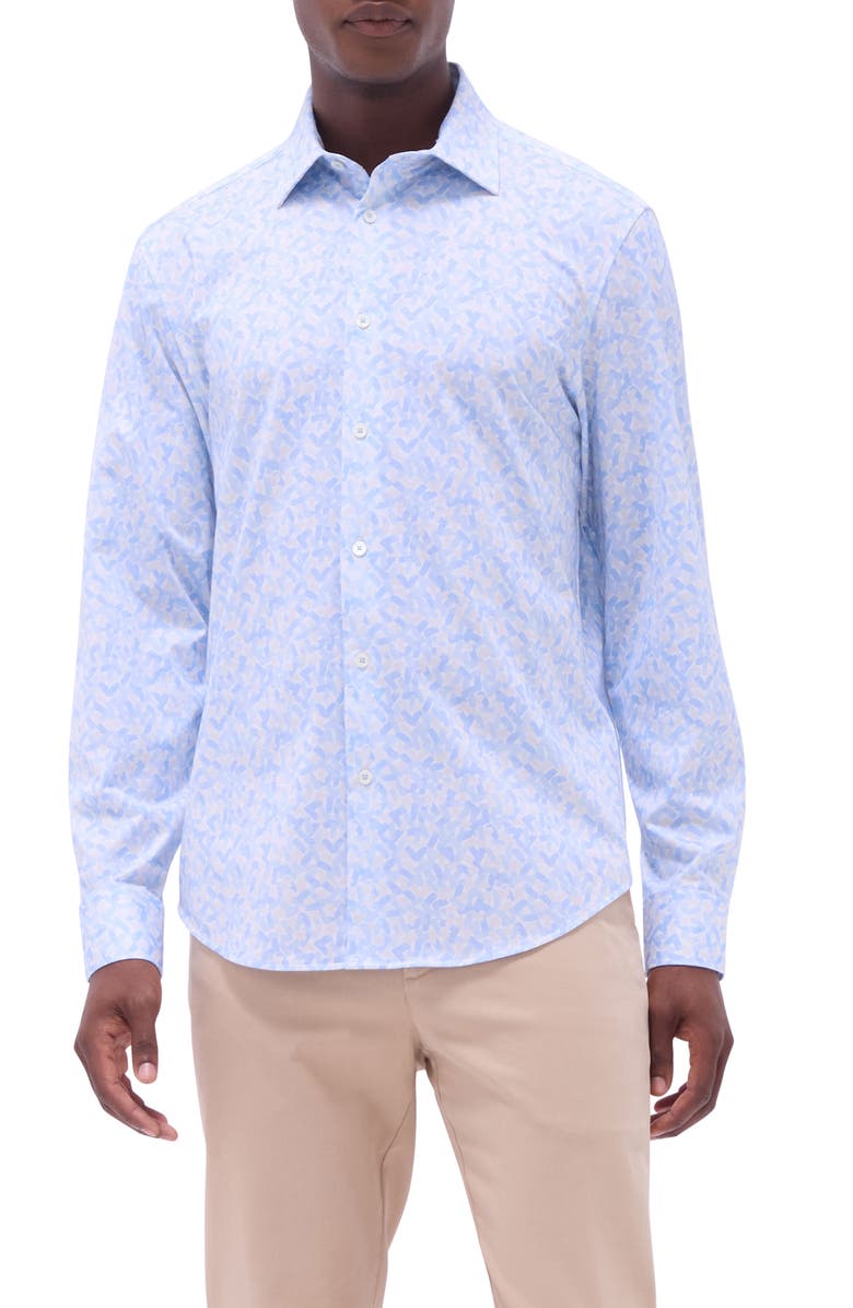 Bugatchi James OoohCotton<sup>®</sup> Abstract Button-Up Shirt, Main, color, Air Blue
