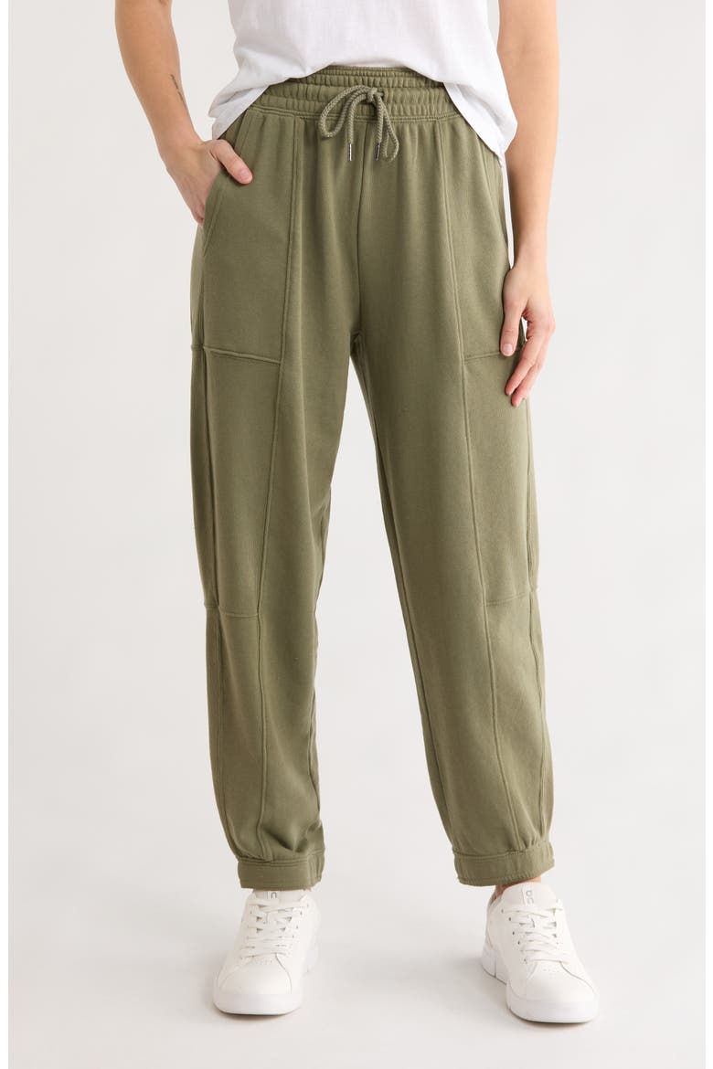 Washed Loop Terry Oversize Barrel Pants, Main, color, OLIVE DUST